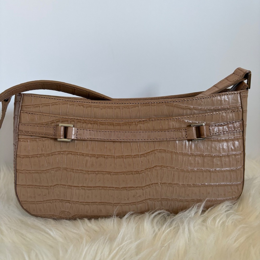 Etienne Aigner Vintage Tan Croc Embossed Leather Shoulder Bag 80033 - Picture 2 of 16